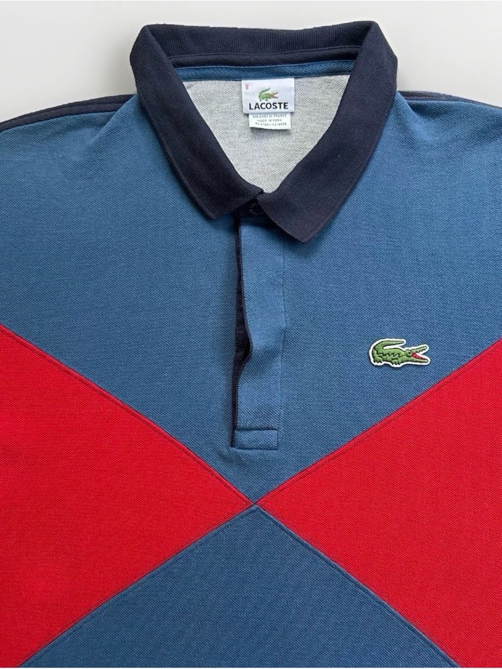 Lacoste Color block Polo Shirt Mens Navy Blue Red Blue Short Sleeve 3XL